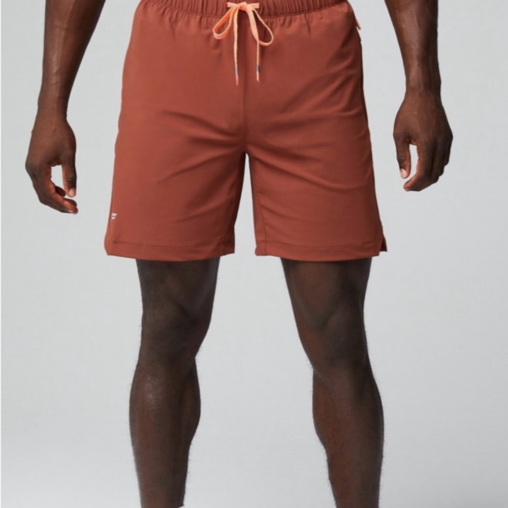 Coral Athletic Shorts with Pink Details